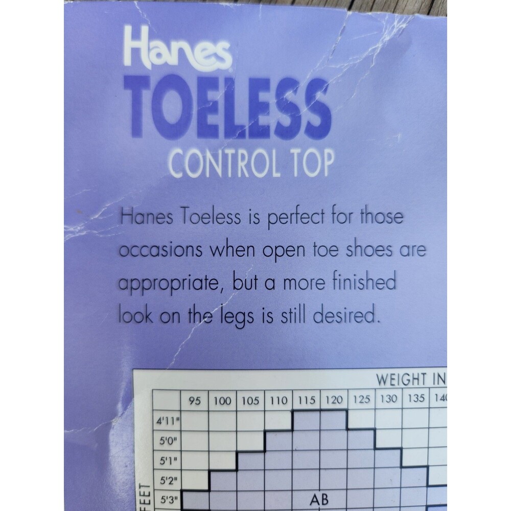 Hanes Pantyhose Toeless Control Top Buff Sz CD New Stockings Nylons OG097. 2002. - Picture 4 of 5